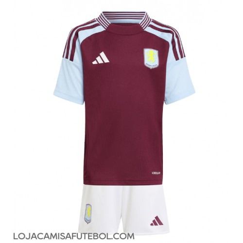 Camisa de Futebol Aston Villa Equipamento Principal Infantil 2024-25 Manga Curta (+ Calças curtas)